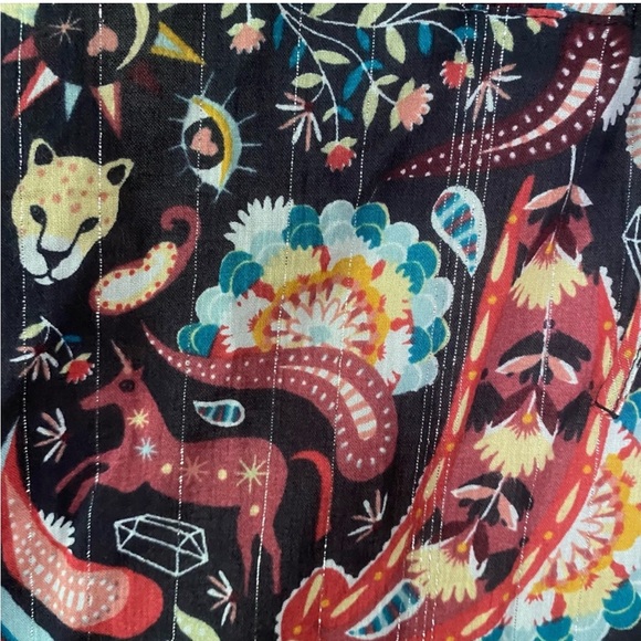 LOFT Colorful Shimmer Paisley Print Top - Picture 7 of 11